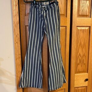 Rock & Roll Cowgirl Striped Blue and White Kids Jeans